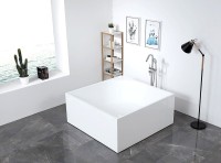 Акриловая ванна Abber AB9337 140x140 см, отдельностоящая, белая, с каркасом, для двоих, со сливом-переливом