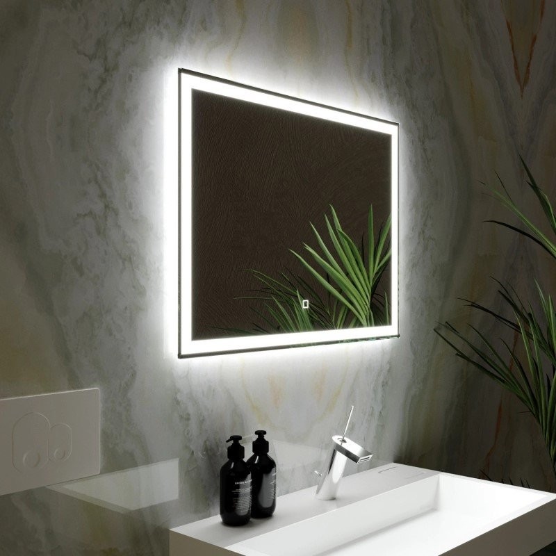 Зеркало Mixline Норма -Лайт 80 с подсветкой, алюминиевый профиль