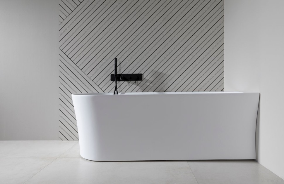 Акриловая ванна Allen Brau Priority 4 R 170x80 см, угловая, правая, пристенная, белая матовая, асимметричная, на ножках, с экраном, со сливом-переливом