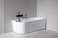 Акриловая ванна Allen Brau Priority 4 R 170x80 см, угловая, правая, пристенная, белая матовая, асимметричная, на ножках, с экраном, со сливом-переливом