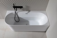 Акриловая ванна Allen Brau Priority 4 R 170x80 см, угловая, правая, пристенная, белая матовая, асимметричная, на ножках, с экраном, со сливом-переливом