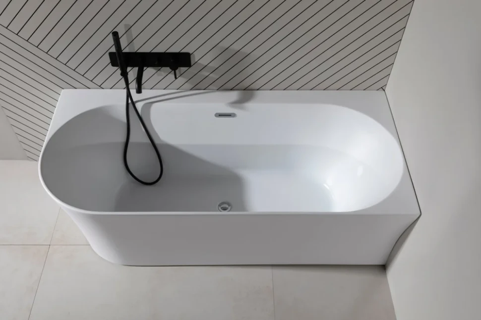 Акриловая ванна Allen Brau Priority 4 R 170x80 см, угловая, правая, пристенная, белая матовая, асимметричная, на ножках, с экраном, со сливом-переливом