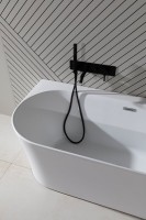 Акриловая ванна Allen Brau Priority 4 R 170x80 см, угловая, правая, пристенная, белая матовая, асимметричная, на ножках, с экраном, со сливом-переливом