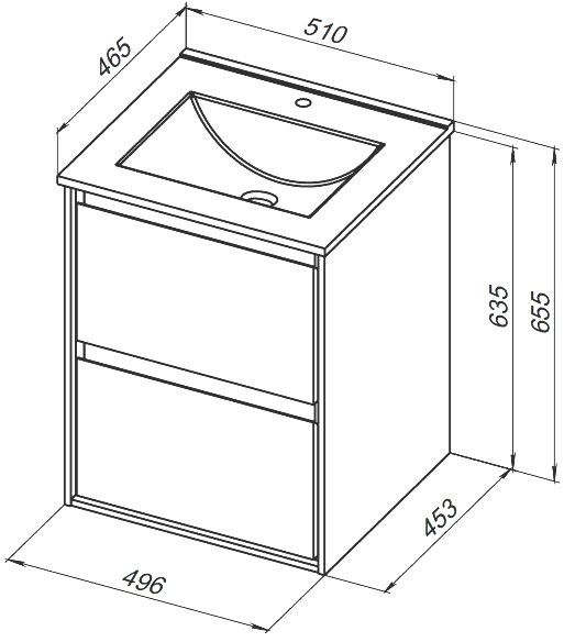Тумба под раковину без столешницы Aquanet Милан 50 подвесная, дуб рустикальный