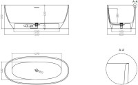 Ванна из искусственного камня Salini Alda S-Sense 160x80 см, отдельностоящая, белая, овальная, со сливом-переливом, с донным клапаном