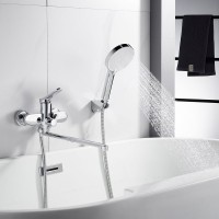 Смеситель для ванны с длинным изливом и лейкой (кран для ванны) Shevanik S4322, хром