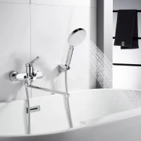 Смеситель для ванны с длинным изливом и лейкой (кран для ванны) Shevanik S4322, хром
