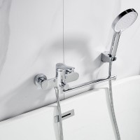Смеситель для ванны с длинным изливом и лейкой (кран для ванны) Shevanik S4322, хром