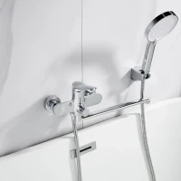 Смеситель для ванны с длинным изливом и лейкой (кран для ванны) Shevanik S4322, хром