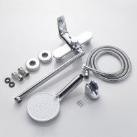 Смеситель для ванны с длинным изливом и лейкой (кран для ванны) Shevanik S4322, хром