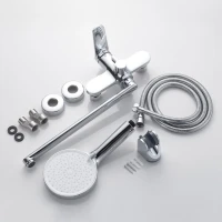 Смеситель для ванны с длинным изливом и лейкой (кран для ванны) Shevanik S4322, хром