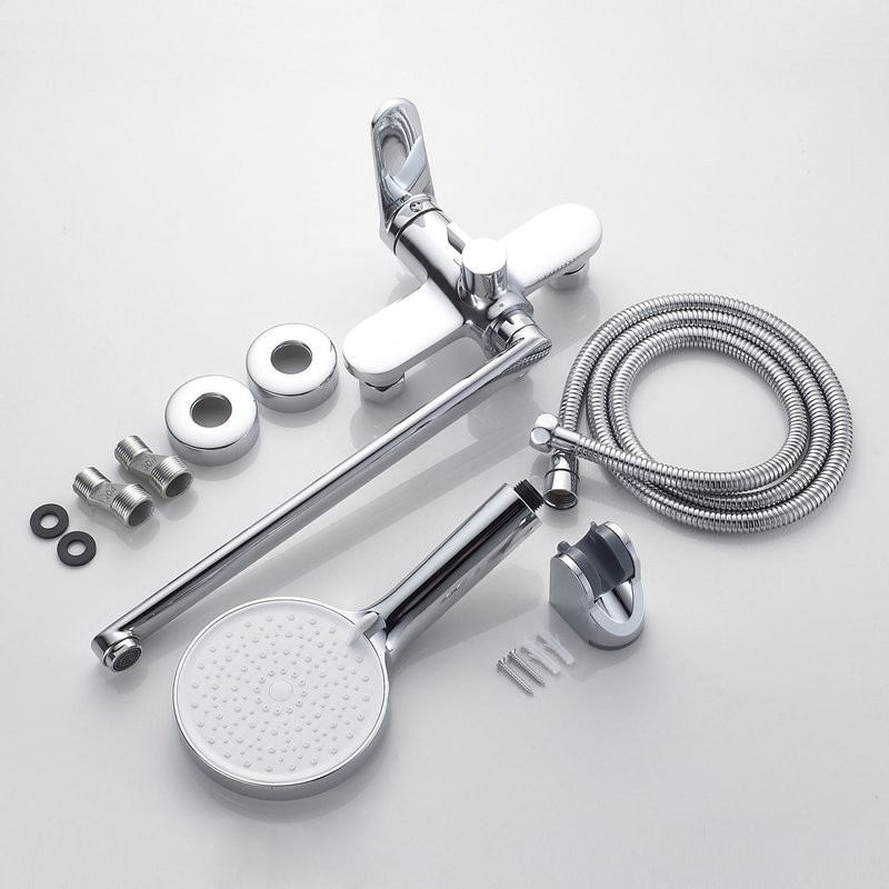 Смеситель для ванны с длинным изливом и лейкой (кран для ванны) Shevanik S4322, хром