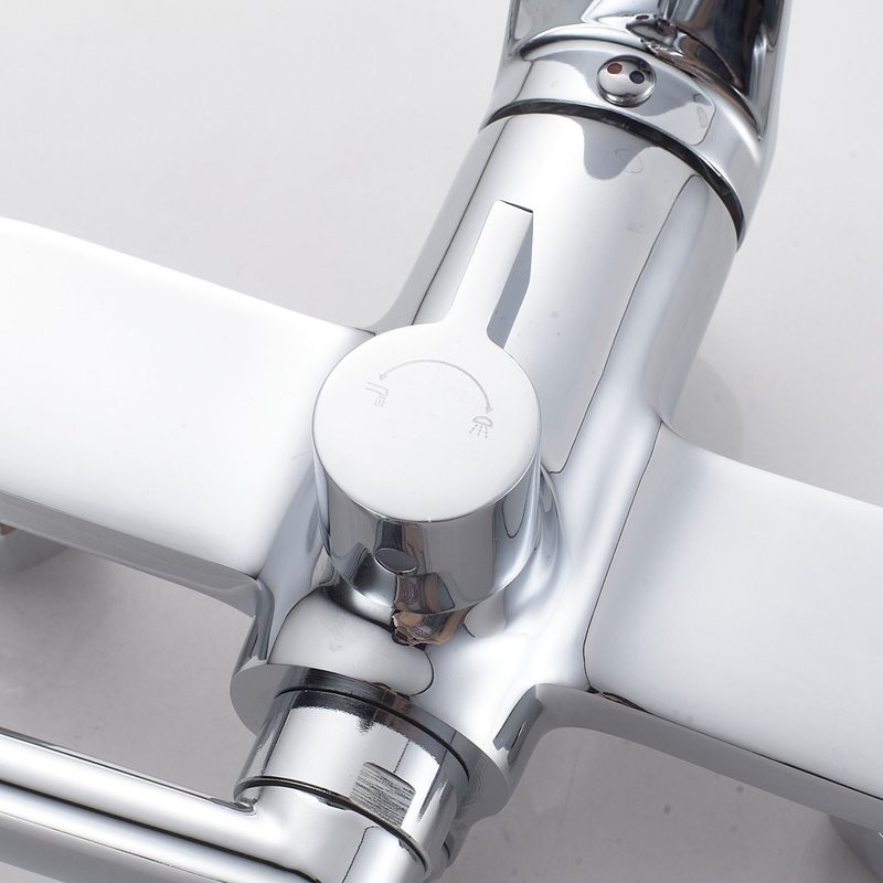 Смеситель для ванны с длинным изливом и лейкой (кран для ванны) Shevanik S4322, хром