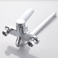 Смеситель для ванны с длинным изливом и лейкой (кран для ванны) Shevanik S4322, хром