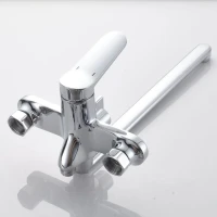 Смеситель для ванны с длинным изливом и лейкой (кран для ванны) Shevanik S4322, хром