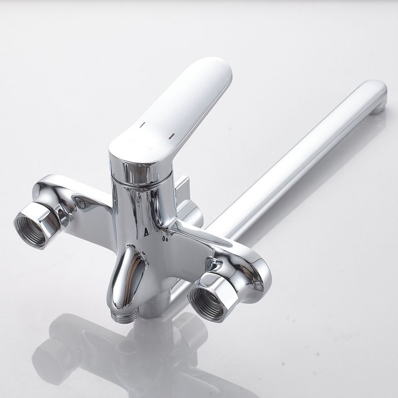 Смеситель для ванны с длинным изливом и лейкой (кран для ванны) Shevanik S4322, хром