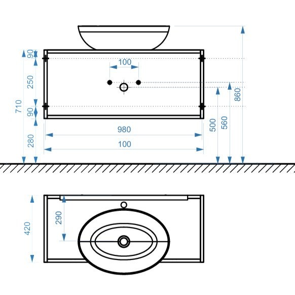 Тумба с раковиной Belux Аляска 100 подвесная