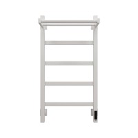 Полотенцесушитель электрический Grota Lore 430х800 RAL9016 EL 80x45 см, подключение справа, слева, скрытое подключение справа, матовый белый, лесенка, из стали, с полкой