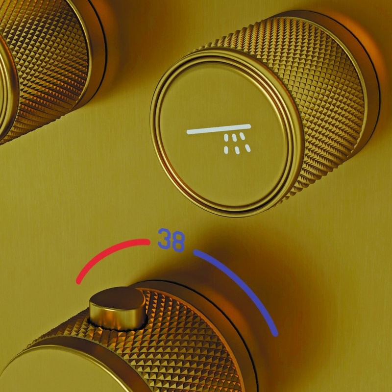 Душевой комплект Sancos Space SC3006BG брашированное золото, С ВНУТРЕННЕЙ ЧАСТЬЮ