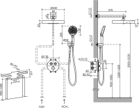 Душевой комплект Sancos Space SC3006BG брашированное золото, С ВНУТРЕННЕЙ ЧАСТЬЮ