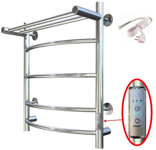 Полотенцесушитель электрический Тругор Приоритет ПЭК СП3П 60x50, с полкой