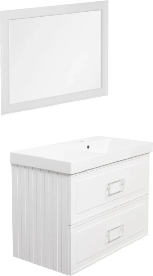 Мебель для ванной комнаты La Fenice Cubo Twin 90 R белая, ручки белые