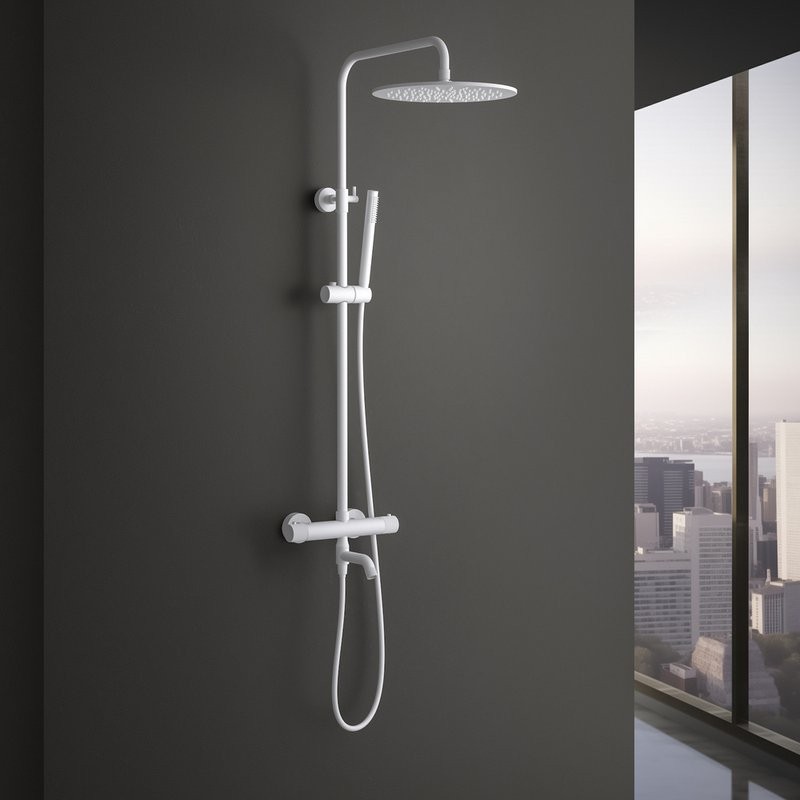 Душевая стойка Timo Saona SX-2380/16 с термостатом, матовая белая