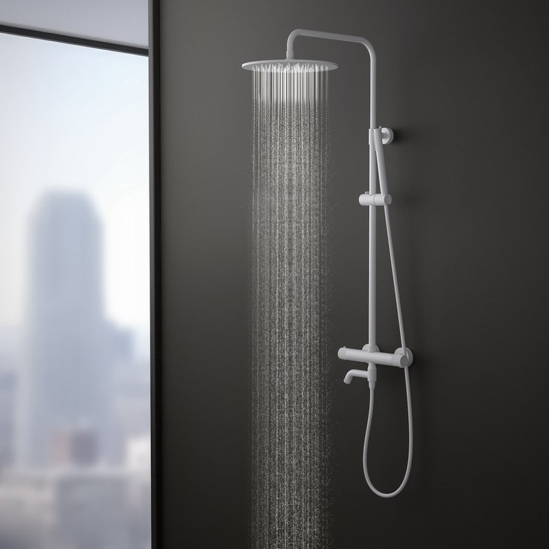 Душевая стойка Timo Saona SX-2380/16 с термостатом, матовая белая