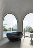Акриловая ванна Abber Kristall AT9701 Onyx 165x80 см, отдельностоящая, черная, овальная, с донным клапаном