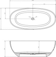 Акриловая ванна Abber Kristall AT9701 Onyx 165x80 см, отдельностоящая, черная, овальная, с донным клапаном