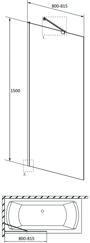 Шторка на ванну Radaway Idea Black PNJ II 80