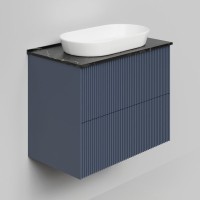 Тумба с раковиной La Fenice Terra Twin 80 подвесная, blu grigio, столешница черный мрамор, раковина белая матовая