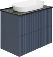 Тумба с раковиной La Fenice Terra Twin 80 подвесная, blu grigio, столешница черный мрамор, раковина белая матовая
