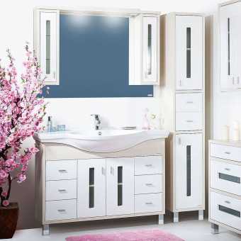 Мебель для ванной Бриклаер Бали 120 светлая лиственница, белый глянец