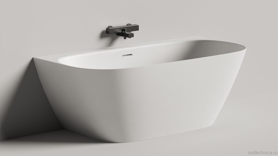 Ванна из искусственного камня Salini Sofia Wall S-Sense 160x80 см, пристенная, белая, овальная, с донным клапаном