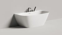 Ванна из искусственного камня Salini Sofia Wall S-Sense 160x80 см, пристенная, белая, овальная, с донным клапаном