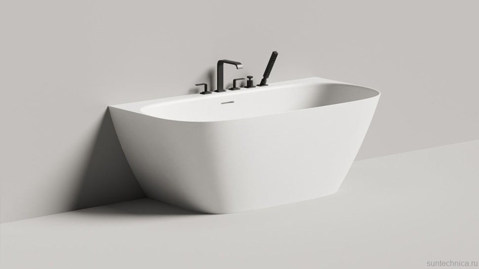 Ванна из искусственного камня Salini Sofia Wall S-Sense 160x80 см, пристенная, белая, овальная, с донным клапаном