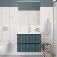 Тумба с раковиной BelBagno Uno-mini 100 подвесная, 2 ящика, матовая голубая