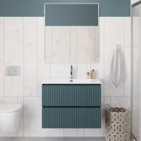 Тумба с раковиной BelBagno Uno-mini 100 подвесная, 2 ящика, матовая голубая