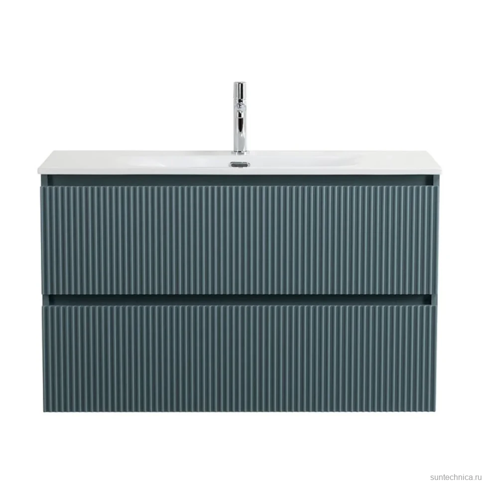 Тумба с раковиной BelBagno Uno-mini 100 подвесная, 2 ящика, матовая голубая