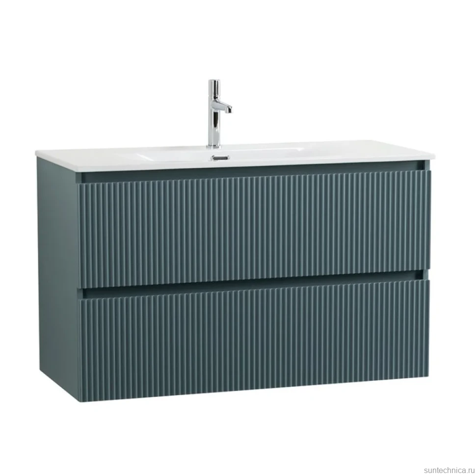 Тумба с раковиной BelBagno Uno-mini 100 подвесная, 2 ящика, матовая голубая
