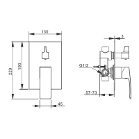 Встраиваемый смеситель для душа и ванны Raglo R01.272 С ВНУТРЕННЕЙ ЧАСТЬЮ, хром