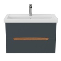 Тумба с раковиной Onika Айленд 80 подвесная, графит, дуб крафт золотой