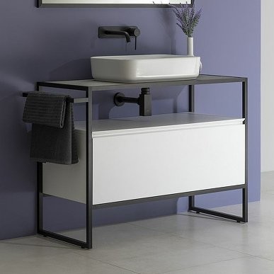 Тумба с раковиной Allen Brau Priority 100 напольная, белый матовый, столешница бежевая