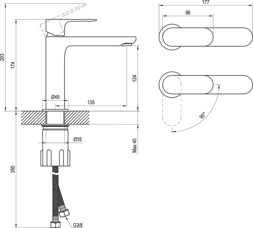 Смеситель для раковины Ravak Eleganta EL 012.21GB BeCool, брашированный графит