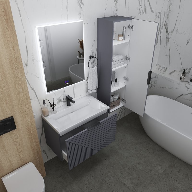 Шкаф-пенал для ванной Grossman Блисс 40 L/R матовый графит