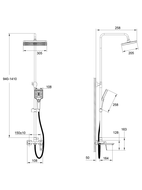 Душевая стойка Haiba HB24732-7 черная