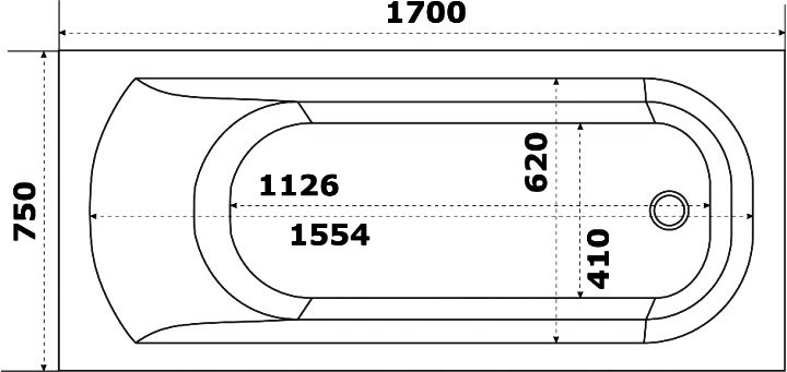 Акриловая ванна Bas Нирвана 170x75 см, встраиваемая, белая + ремкомплект Good Door