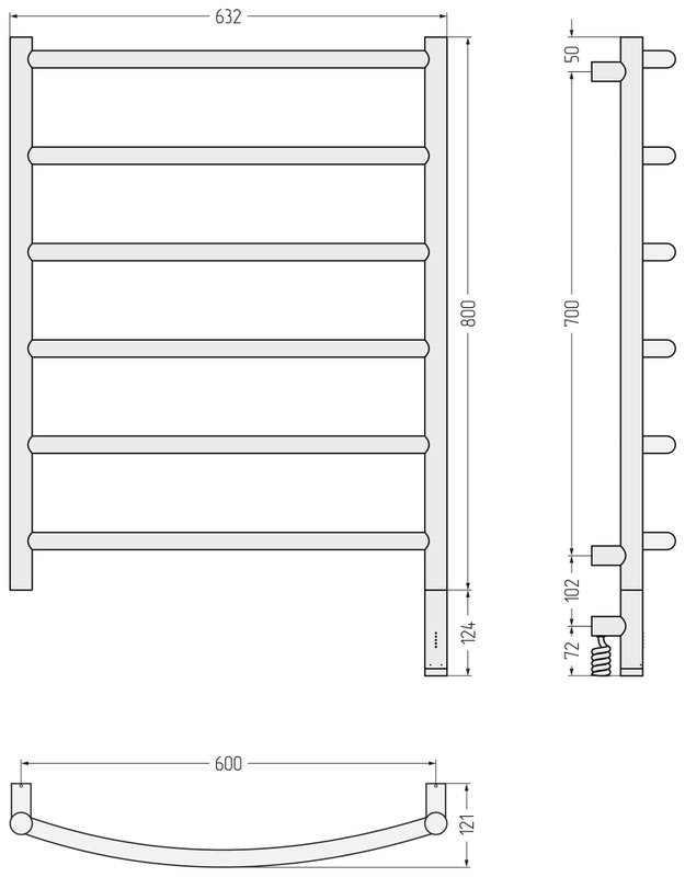 Полотенцесушитель электрический Сунержа Галант 3.1 15-6001-8060 90x65 см, подключение справа, темный титан муар, лесенка