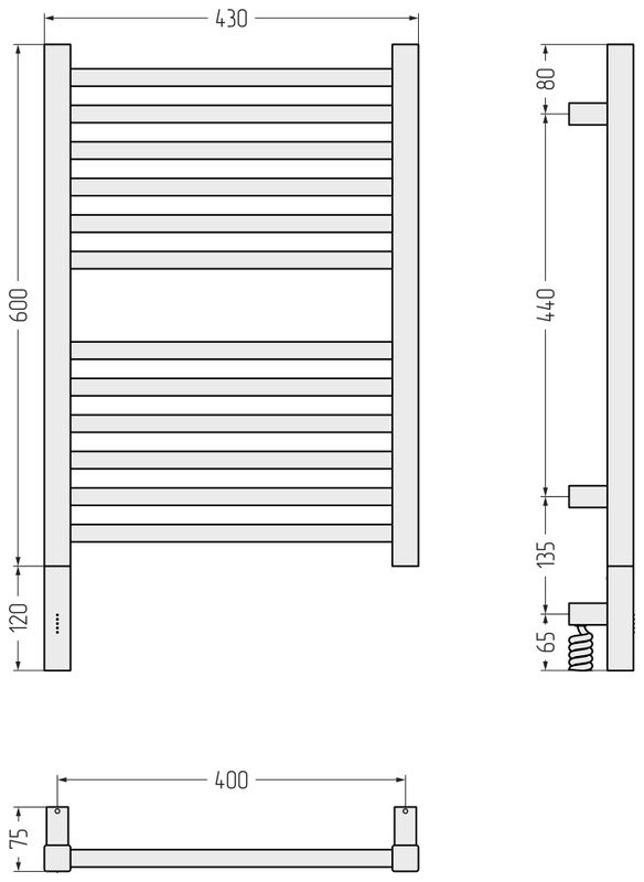 Полотенцесушитель электрический Сунержа Модус 3.1 051-5900-6040 70x45 см, подключение слева, состаренная латунь, лесенка